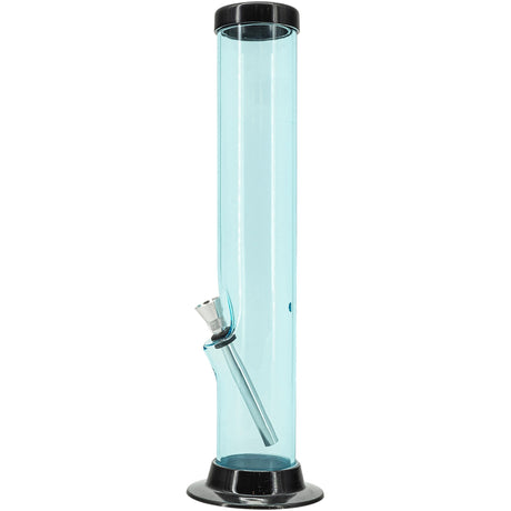 JM Plastics Acrylic Straight Tube Bong in Light Blue, 12 Inch Tall - Front View