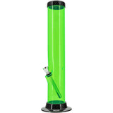 JM Plastics Acrylic Straight Tube Bong in Vibrant Green - Front View with Sturdy Base