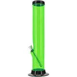 JM Plastics 12" Acrylic Straight Tube Bong in Illuminati Green, Front View, Easy to Clean