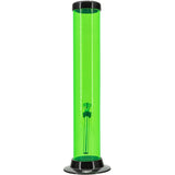 JM Plastics Acrylic Straight Tube Bong in Vibrant Green - 12" Tall Front View