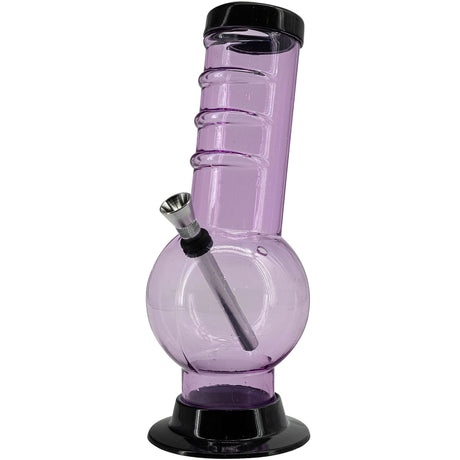 JM Plastics Acrylic Bent Neck Bubble Base Bong in Pink, 9-12 Inch Options, Front View