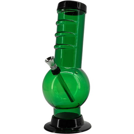 JM Plastics Acrylic Bent Neck Bubble Base Bong in Green, 9-12" Tall, Durable Water Pipe