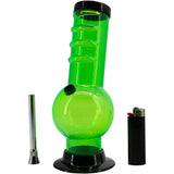 JM Plastics Acrylic Bent Neck Bubble Base Bong in Vibrant Green with Accessories