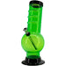 JM Plastics Acrylic Bent Neck Bubble Base Bong in Illuminati Green, Front View, 9-12"