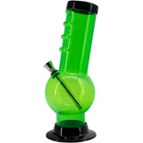 JM Plastics Acrylic Bent Neck Bubble Base Bong in Vibrant Green - Front View