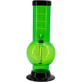 JM Plastics Acrylic Bent Neck Bubble Base Bong in Vibrant Green - Front View