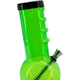 JM Plastics Acrylic Bent Neck Bubble Base Bong in Vibrant Green - Side View with Bowl