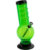 JM Plastics Acrylic Bent Neck Bubble Base Bong in Vibrant Green - Front View