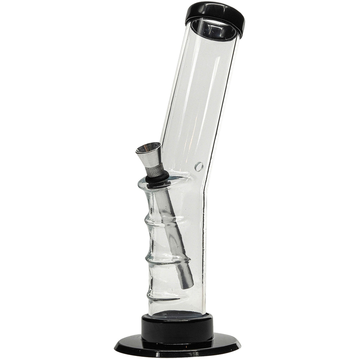 JM Plastics Acrylic Angled Straight Tube Bong in Grey, 9-12 Inch Options, Front View