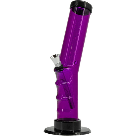 JM Plastics Acrylic Angled Straight Tube Bong in Purple, 9-12 Inch Options, Front View