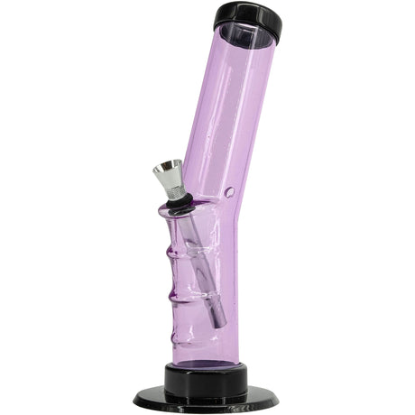 JM Plastics Acrylic Angled Straight Tube Bong in Pink, 9-12 Inch Options, Side View