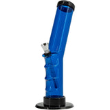 JM Plastics Acrylic Angled Straight Tube Bong in Blue, 9-12" Tall - Side View