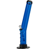 JM Plastics Acrylic Angled Straight Tube Bong in Blue, Durable with Easy Grip - Front View