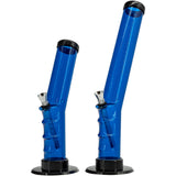 JM Plastics Angled Straight Tube Bong in Blue, 9" and 12" Options, Durable Acrylic, Front View