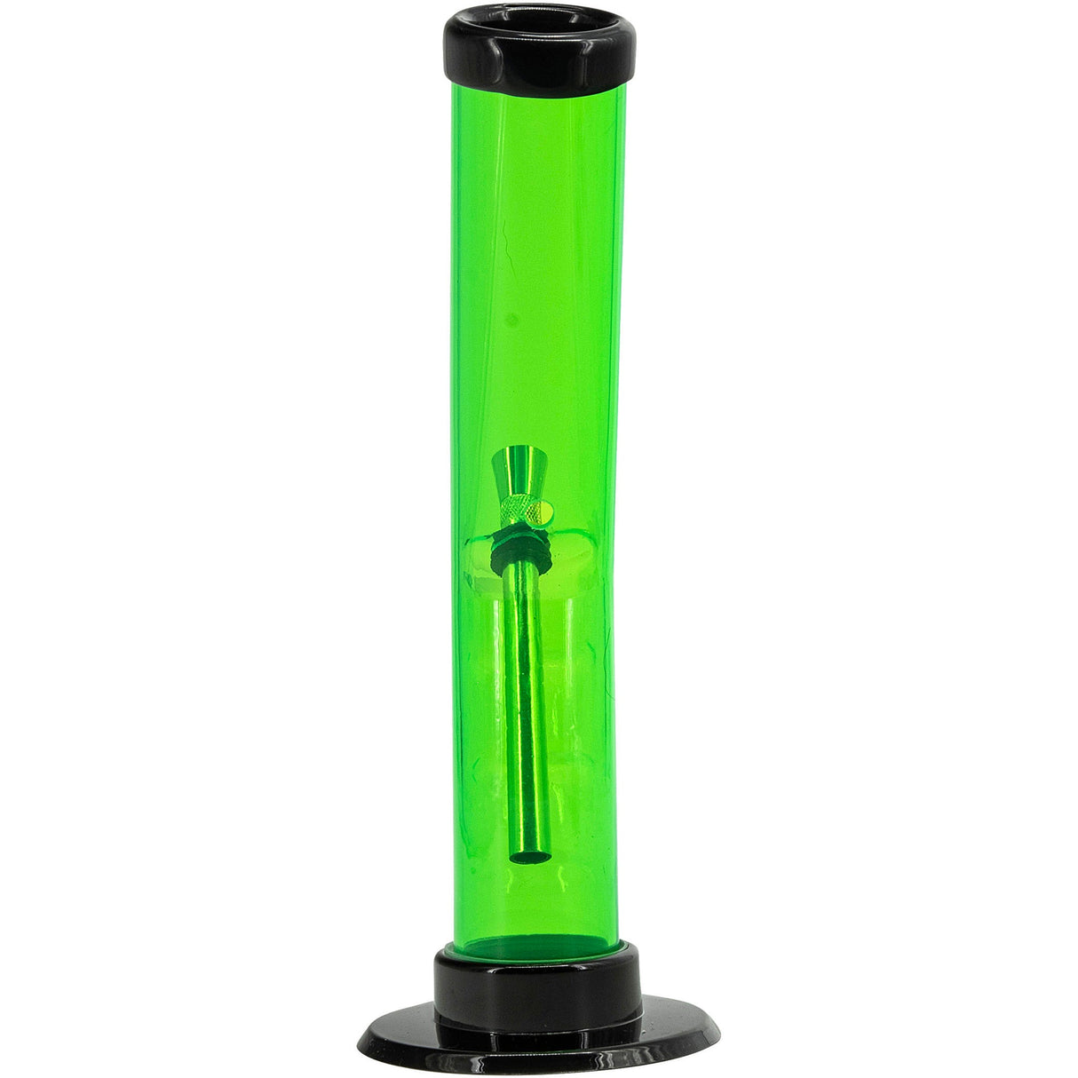 JM Plastics Acrylic Angled Straight Tube Bong in Neon Green - Front View