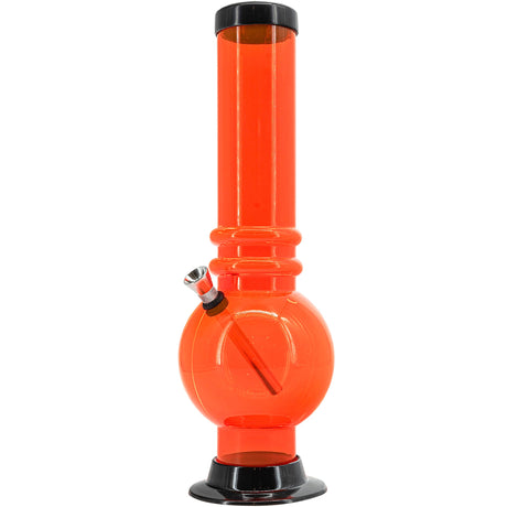 JM Plastics Acrylic Bubble Base Bong in Orange, 12-15 Inch Options, Front View on White Background