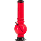 JM Plastics Acrylic Bubble Base Bong in Red, 12-15 Inch Options, Front View on White Background