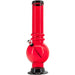 JM Plastics Acrylic Bubble Base Bong in Red, 12-15 Inch Options, Front View on White Background