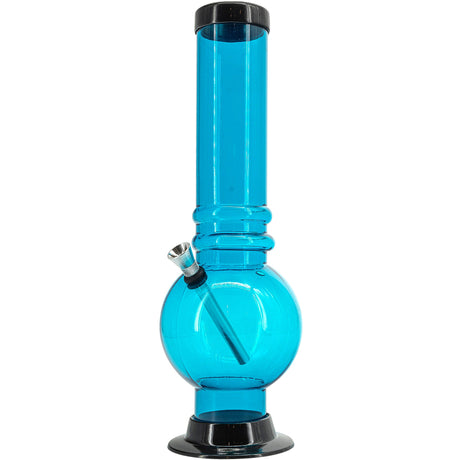 JM Plastics Acrylic Bubble Base Bong in Ice Blue, 12-15 Inch Options, Front View