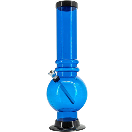 JM Plastics 12" Acrylic Bubble Base Bong in Blue - Front View on White Background