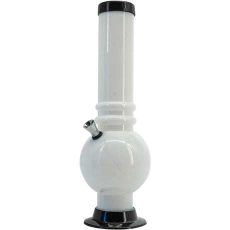 JM Plastics Acrylic Bubble Base Bong in White, 12-15" Tall, Front View on Seamless White Background