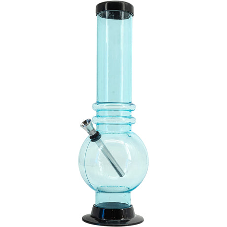 JM Plastics Acrylic Bubble Base Bong in Light Blue, 12-15 Inch Options, Front View on White Background