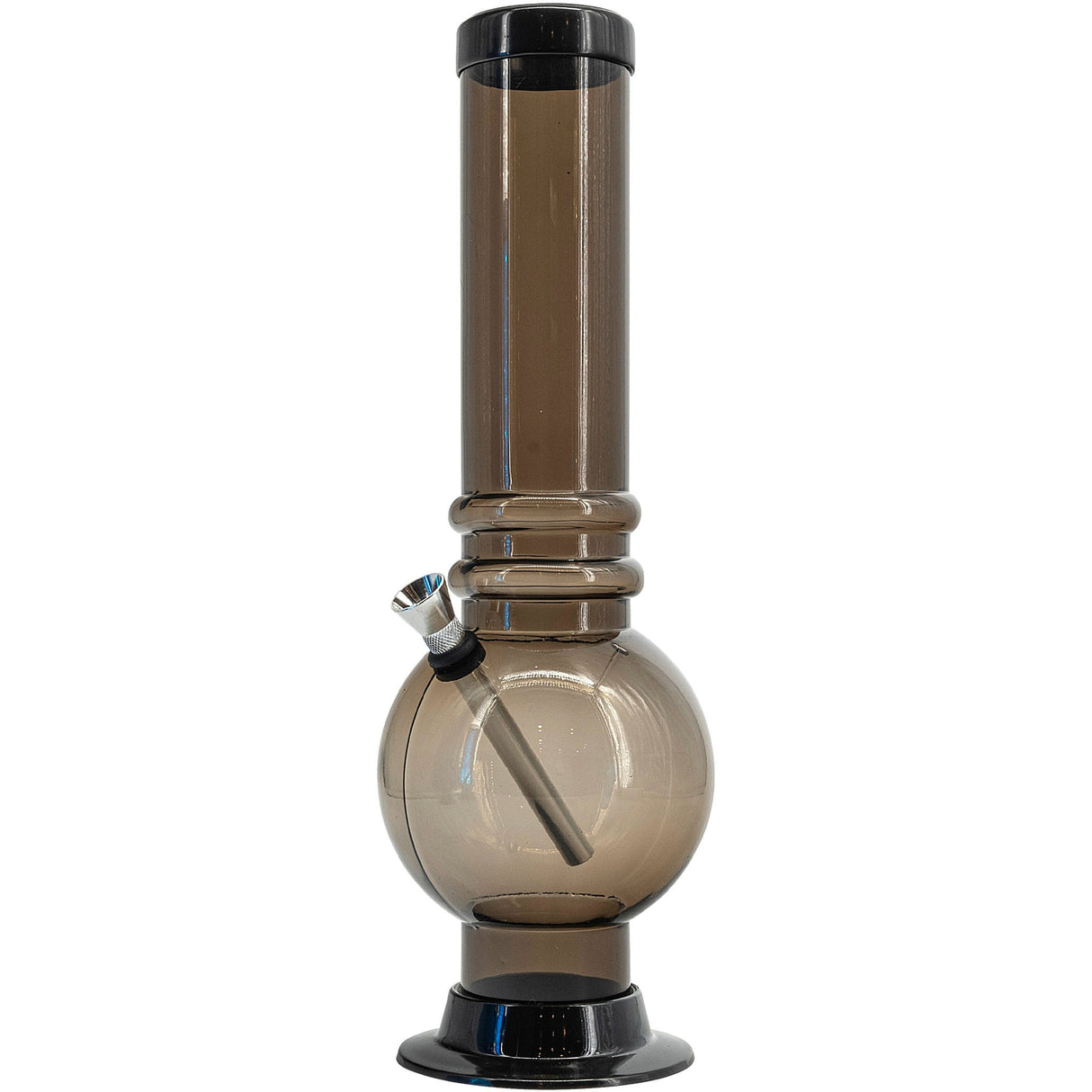 JM Plastics Acrylic Bubble Base Bong in Black, 12-15 Inch Options, Front View on White Background