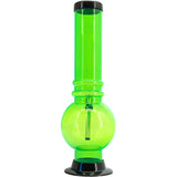 JM Plastics Acrylic Bubble Base Bong in Neon Green - Front View