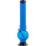 JM Plastics 15" Acrylic Bubble Base Bong in Blue - Front View on White Background