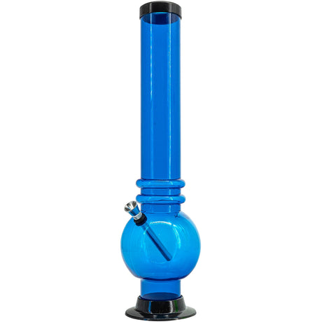 JM Plastics 15" Acrylic Bubble Base Bong in Blue - Front View on White Background