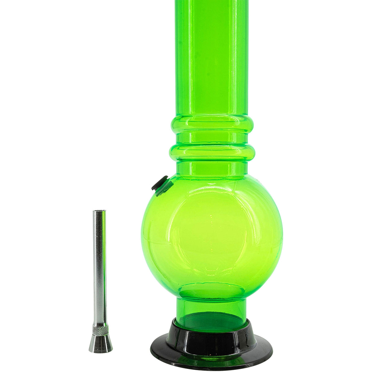 JM Plastics 12-15" Acrylic Bubble Base Bong in Vibrant Green with Detachable Bowl