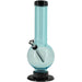 JM Plastics Acrylic Straight Tube Bubble Bottom Bong in Light Blue, Front View, 9-12 Inch Options