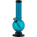 JM Plastics Acrylic Straight Tube Bubble Bottom Bong in Ice Blue, Front View, 9-12 Inch Options