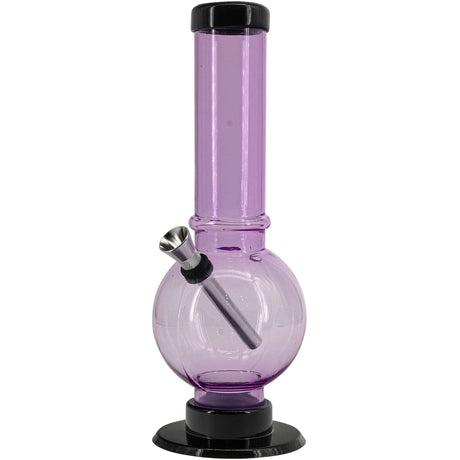 JM Plastics Acrylic Straight Tube Bubble Bottom Bong in Pink, 9-12" Tall, Front View