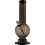 JM Plastics Acrylic Straight Tube Bubble Bottom Bong in Black, Front View, 9-12 Inch Options