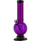 JM Plastics Acrylic Straight Tube Bubble Bottom Bong in Purple, 9-12" Tall - Front View