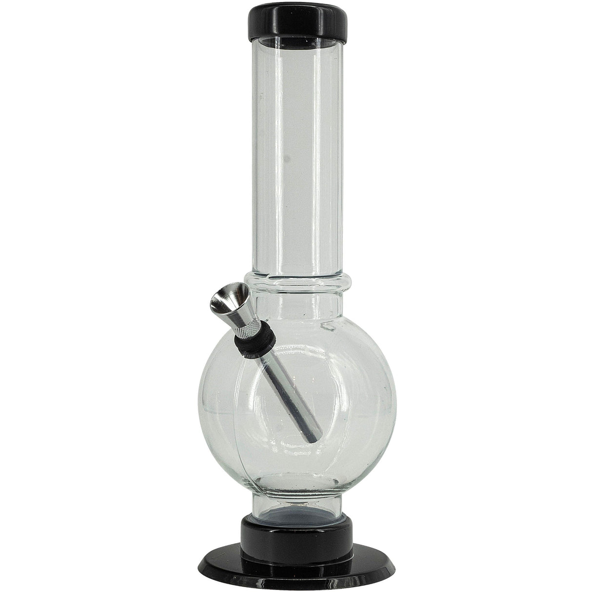 JM Plastics Acrylic Straight Tube Bubble Bottom Bong in Grey, Front View, Easy to Clean