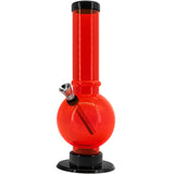 JM Plastics Acrylic Straight Tube Bubble Bottom Bong in Orange, Front View, 9-12 Inch Options