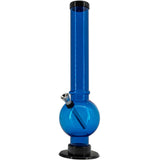 JM Plastics Acrylic Straight Tube Bubble Bottom Bong in Blue - Front View