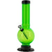 JM Plastics Acrylic Straight Tube Bubble Bottom Bong in Illuminati Green, Front View, 9-12 Inch Options