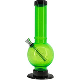 JM Plastics Acrylic Straight Tube Bubble Bottom Bong in Vibrant Green - Front View