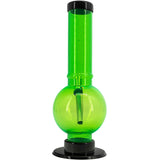 JM Plastics Acrylic Straight Tube Bubble Bottom Bong in Bright Green, Front View