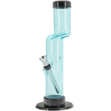 JM Plastics Acrylic Kink Neck Bong in Light Blue, 9-12 Inch Options, Front View on White Background