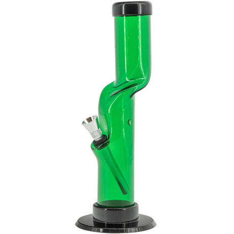 JM Plastics Acrylic Kink Neck Bong in Green, 9-12 Inch Options, Side View on White Background