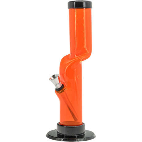 JM Plastics Acrylic Kink Neck Bong in Orange, 9-12" Tall, Side View on White Background