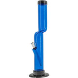 JM Plastics 12" Acrylic Kink Neck Bong in Blue - Side View on White Background