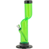 JM Plastics Acrylic Kink Neck Bong in Vibrant Green, 9-12" Tall - Front View