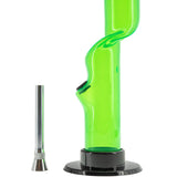 JM Plastics 9-12" Acrylic Kink Neck Bong in Vibrant Green with Detachable Metal Bowl