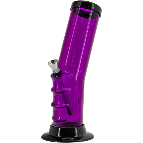 JM Plastics Acrylic Bent Neck Bong in Purple - 9" to 12" Options, Angled Side View