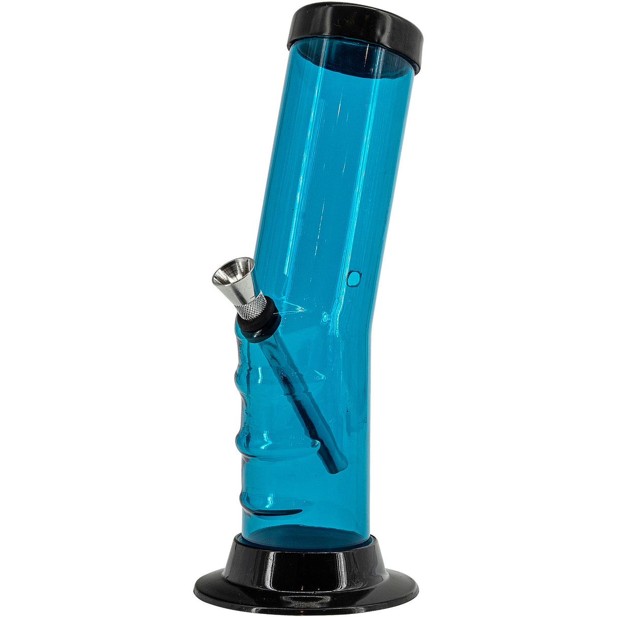 JM Plastics Acrylic Bent Neck Bong in Ice Blue, 9-12" Tall, Durable with Easy Grip - Side View